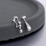 S'STEEL 925 Silver Water Drop Earrings Asymmetric Stud Earrings