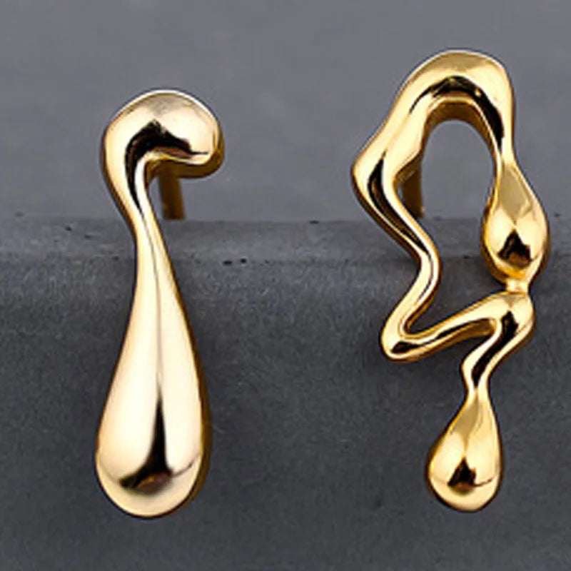 S'STEEL 925 Silver Water Drop Earrings Asymmetric Stud Earrings