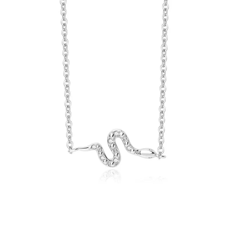 S'STEEL 925 Sterling Silver Snake Pendants Necklace Zircon Necklaces For Women