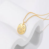 925 Silver Star Moon Pendant CZ Necklace Women Gift