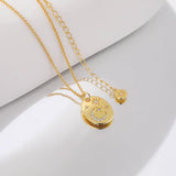 925 Silver Star Moon Pendant CZ Necklace Women Gift