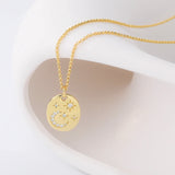 925 Silver Star Moon Pendant CZ Necklace Women Gift