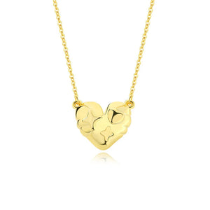 925 Silver Swelling Love Heart Pendant Necklace Chain Dainty Jewelry