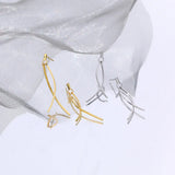 925 Sterling Silver Tassel Cross Line Earrings Studs