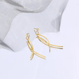 925 Sterling Silver Tassel Cross Line Earrings Studs