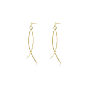 925 Sterling Silver Tassel Cross Line Earrings Studs