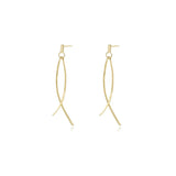 925 Sterling Silver Tassel Cross Line Earrings Studs