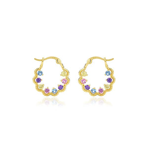 925 Sterling Silver Twisted Hoop Earrings For Women with Zircon Piercing
