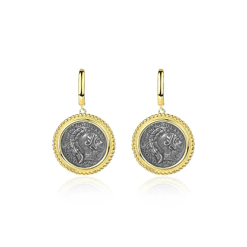 S'STEEL 925 Vintage Coin Dangle Earrings for Women