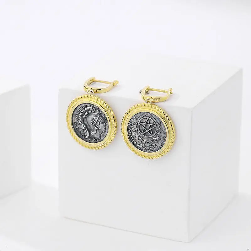 S'STEEL 925 Vintage Coin Dangle Earrings for Women