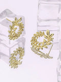 925 Silver Wheat Leaf Stud Earrings Women's Gift Jewelry