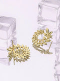 925 Silver Wheat Leaf Stud Earrings Women's Gift Jewelry
