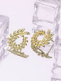 925 Silver Wheat Leaf Stud Earrings Women's Gift Jewelry