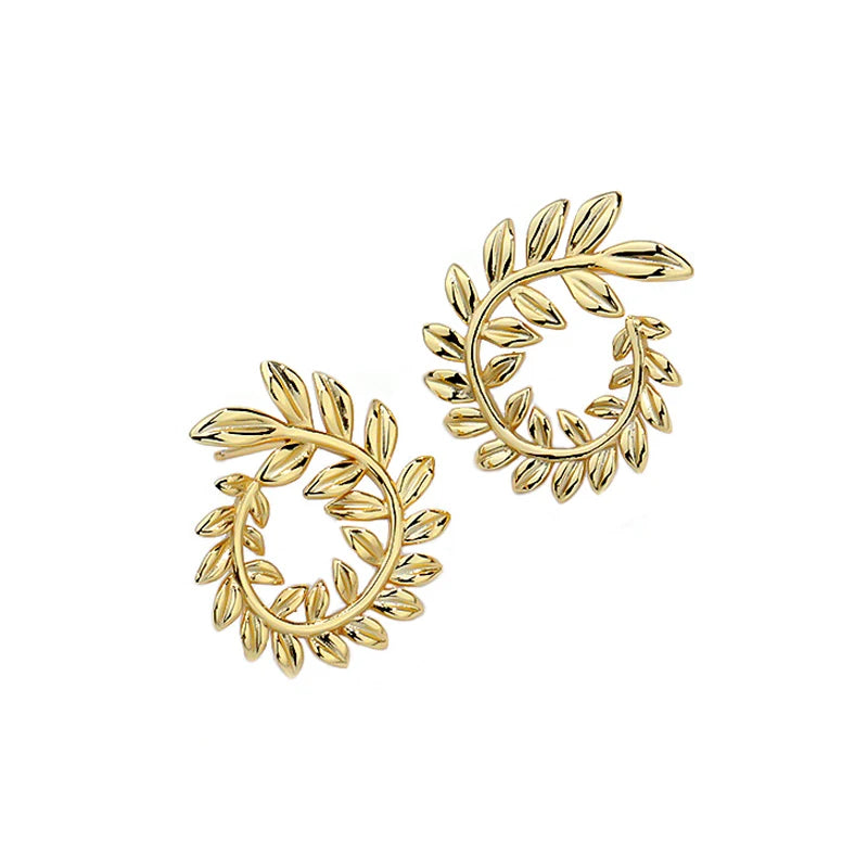 925 Silver Wheat Leaf Stud Earrings Women's Gift Jewelry