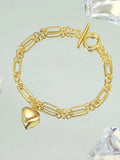 925 Sterling Silver Heart Charms Bracelet with OT Clasp Chain - Gift for Women