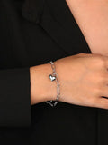 925 Sterling Silver Heart Charms Bracelet with OT Clasp Chain - Gift for Women