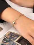 925 Sterling Silver Heart Charms Bracelet with OT Clasp Chain - Gift for Women