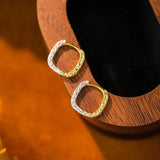 925 Silver Hammer Pattern Hoop Earrings Vintage Jewelry