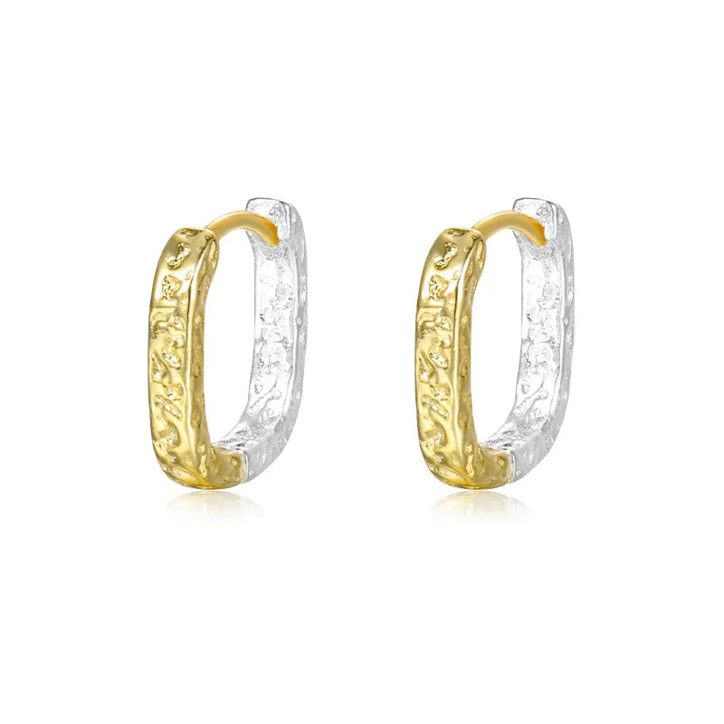 925 Silver Hammer Pattern Hoop Earrings Vintage Jewelry