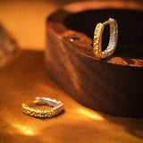 925 Silver Hammer Pattern Hoop Earrings Vintage Jewelry