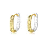 925 Silver Hammer Pattern Hoop Earrings Vintage Jewelry