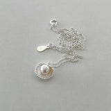 925 Silver Shell Pearl Pendant Necklace for Girls Gothic Engagement