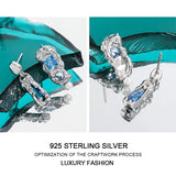 S'STEEL Asymmetric Drop Earrings Zircon 925 Sterling Silver