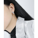 S'STEEL Asymmetric Drop Earrings Zircon 925 Sterling Silver
