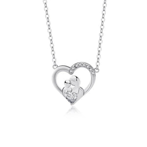 925 Silver Zircon Mother's Love Pendant Necklace