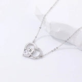 925 Silver Zircon Mother's Love Pendant Necklace