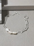 Baroque Pearl Bracelet Sterling Silver Double-layer Chain