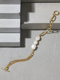 Baroque Pearl Bracelet Sterling Silver Double-layer Chain