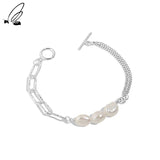 Baroque Pearl Bracelet Sterling Silver Double-layer Chain