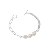 Baroque Pearl Bracelet Sterling Silver Double-layer Chain
