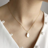 Baroque Pearl Necklace 925 Sterling Silver Women Pendants Collares De Perlas