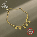 Silver 925 Sterling Chain Bracelet Bangle Femme Mancuernas Ajustables