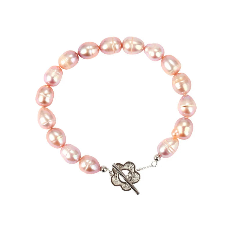 925 Sterling Baroque Pearl Bracelet For Women