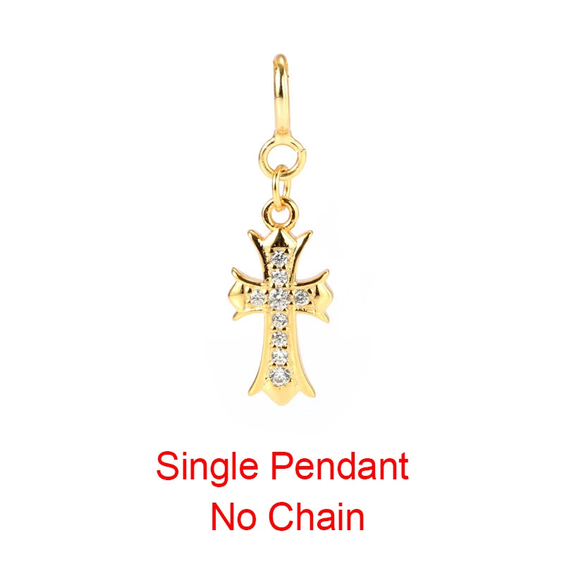 S'STEEL Cross Pendant 925 Sterling Silver Zircon Necklace Collar Jewelry