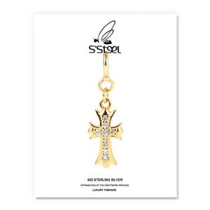 S'STEEL Cross Pendant 925 Sterling Silver Zircon Necklace Collar Jewelry