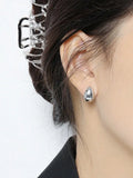S'STEEL Geometric Oval Hoop Earrings 925 Sterling Silver Gothic Jewelry
