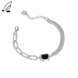 Double-layer Zircon Chain Bangles 925 Silver Gift For Women