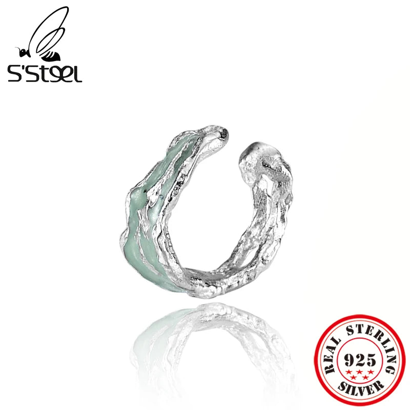 S'STEEL Ear Cuff Sterling Silver 925 Enamel Clip On Earings