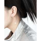 925 Silver Zircon Pearl Studs Earrings Women Tragus Piercing Jewelry