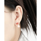 925 Silver Zircon Pearl Studs Earrings Women Tragus Piercing Jewelry