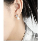 925 Silver Zircon Pearl Studs Earrings Women Tragus Piercing Jewelry