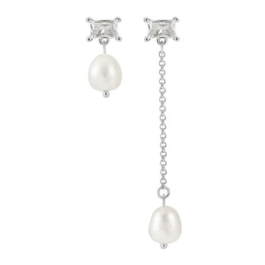 925 Silver Zircon Pearl Studs Earrings Women Tragus Piercing Jewelry