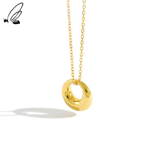 S'STEEL Geometric Circle Necklace Real Silver 925 Pendants Chain Choker Woman
