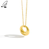 S'STEEL Geometric Circle Necklace Real Silver 925 Pendants Chain Choker Woman