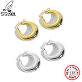 925 Silver Geometric Circle Hoop Earrings