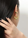 925 Silver Geometric Circle Hoop Earrings